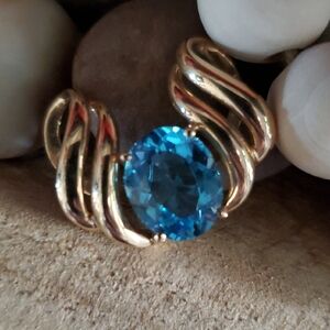 Helzberg Elegant Gold and Blue Gemstone Women's Ring